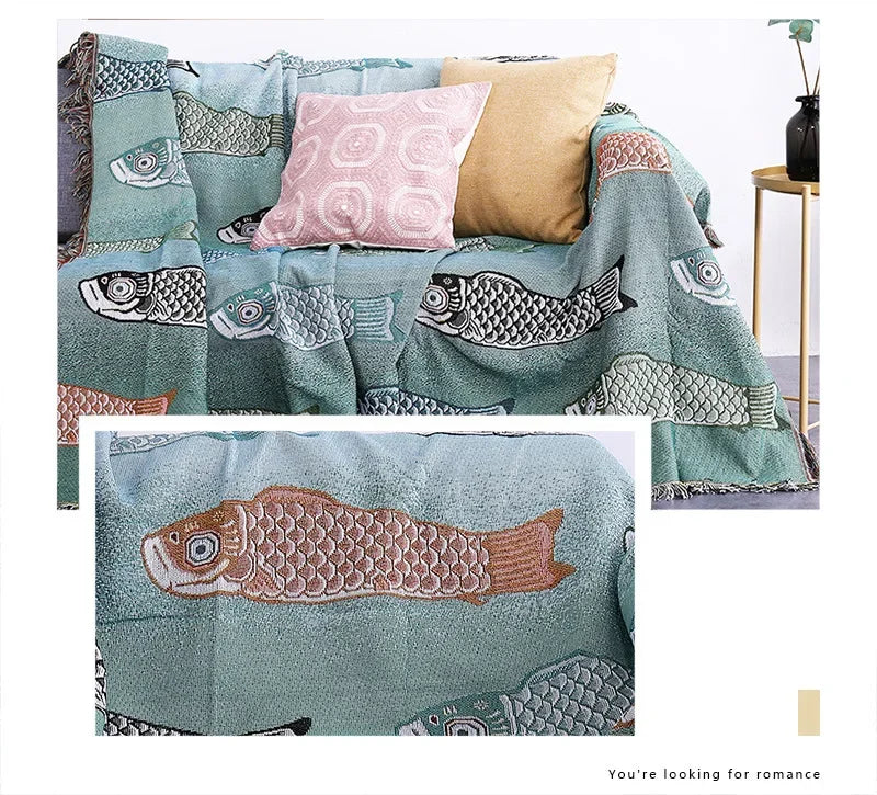 Afralia™ Modern Carp Sofa Blanket - Soft Cover for Sofa, Tablecloth, or Decoration