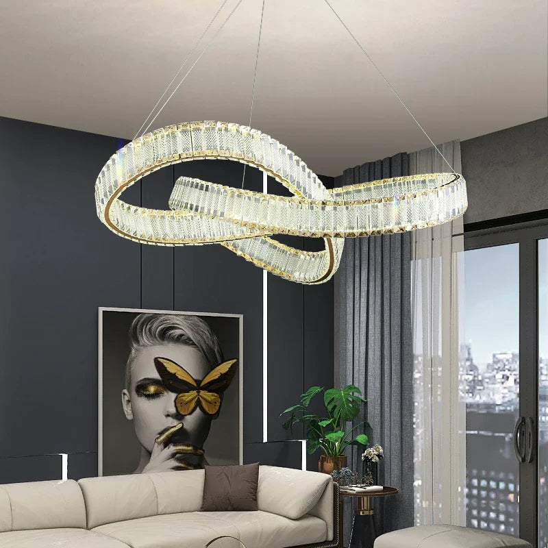 Afralia™ Rotating Crystal Chandelier: Modern Hong Kong-Style Designer Lamp for Living Room