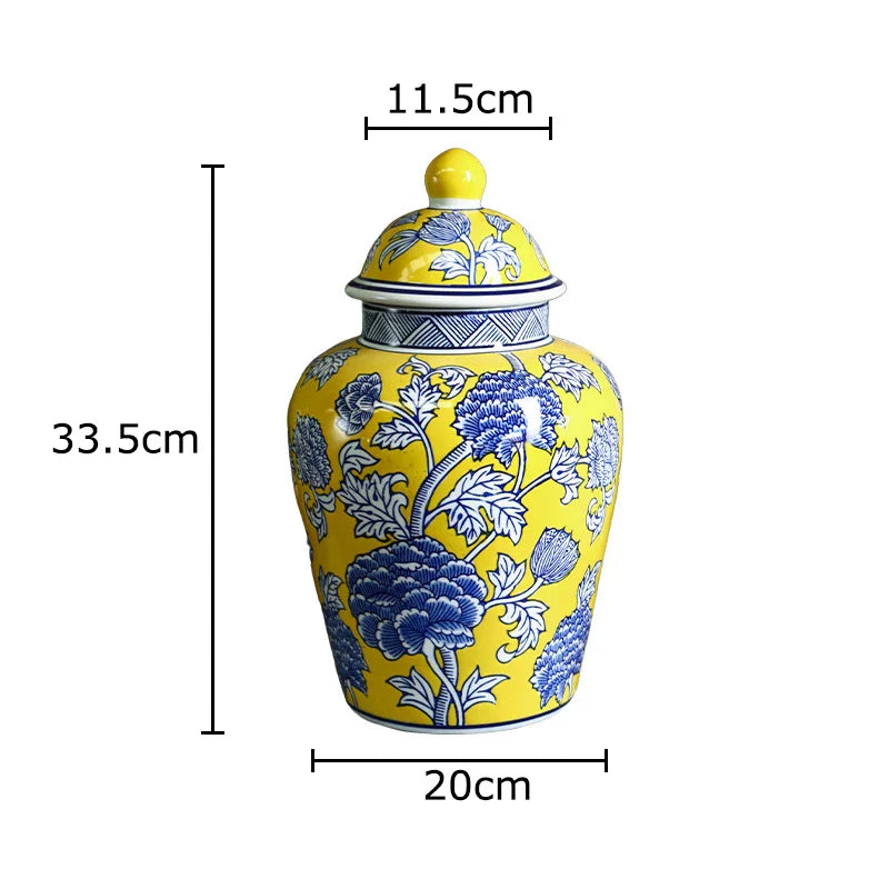 Afralia™ Pomegranate Pattern Blue White Porcelain Vase Flower Pot Room Decor