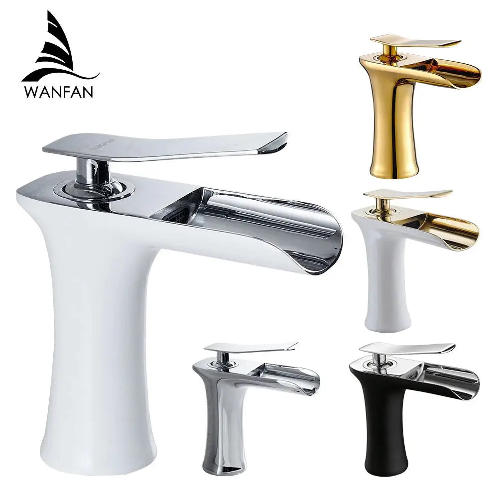 Afralia™ Waterfall Bathroom Faucet Antique Brass Basin Mixer Tap Silver Chrome Finish