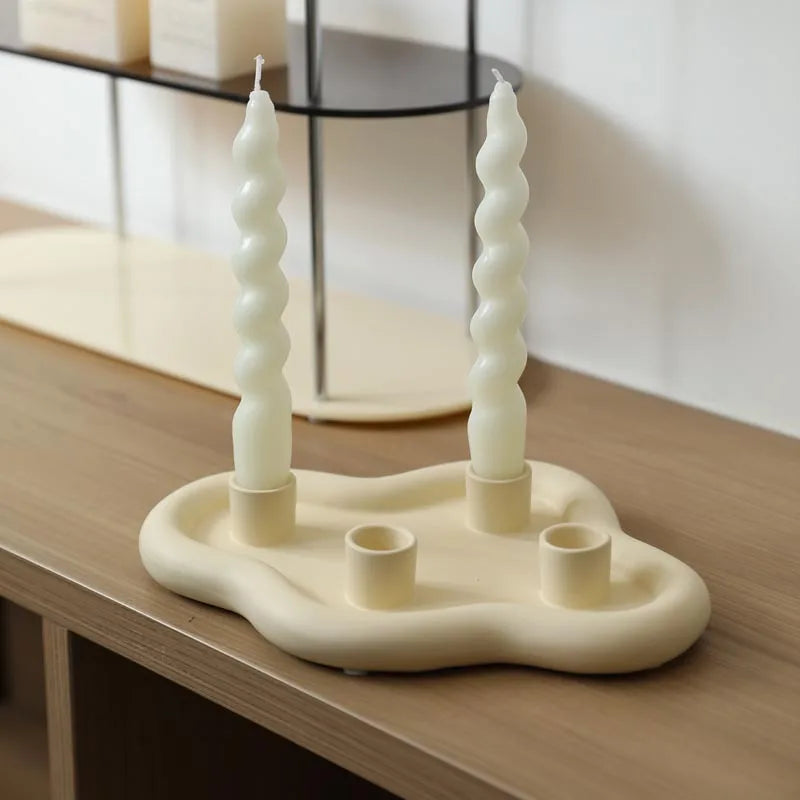 Geometric Ceramic Candle Holder Tray by Afralia™ - Home Decor & Centerpieces