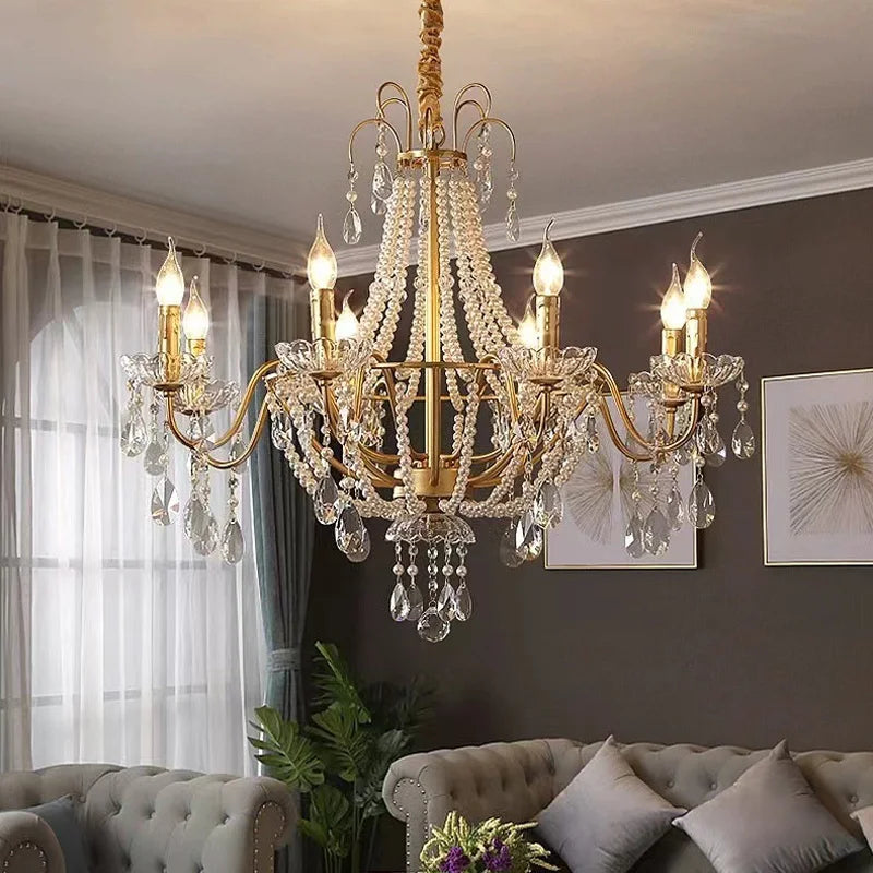 Afralia™ Luxury Crystal Pendant Chandelier for Living Room - Ceiling Light Elegant Suspension Lamp