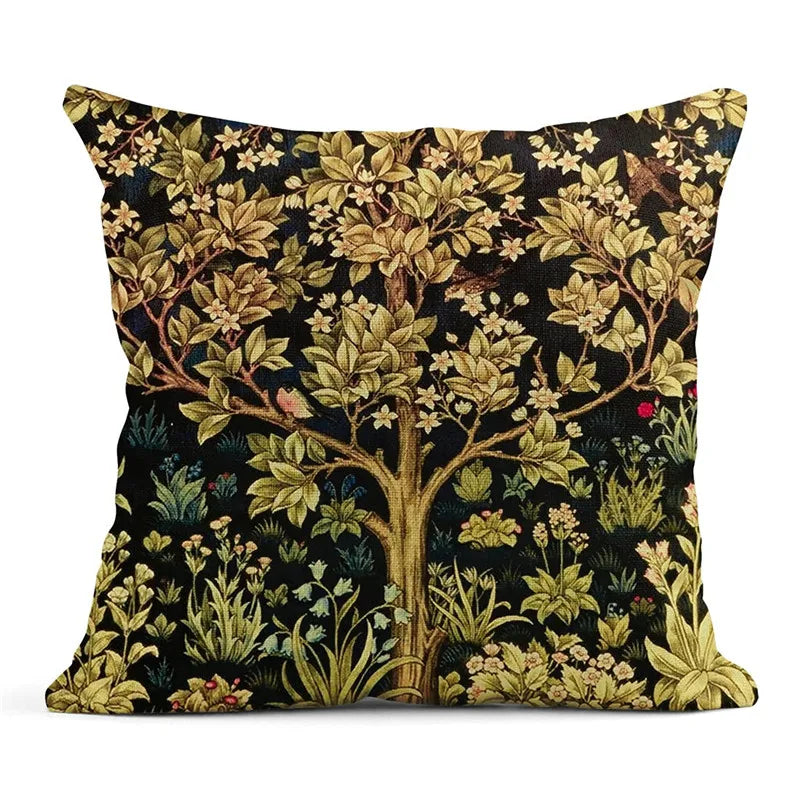 Afralia™ Vintage Flowers Linen Pillowcase 45x45cm Cushion Covers for Living Room Decor