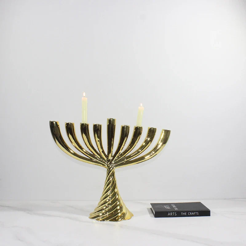 Afralia™ Gold Geometric Twist Candle Holder Set for Stylish Home Decor