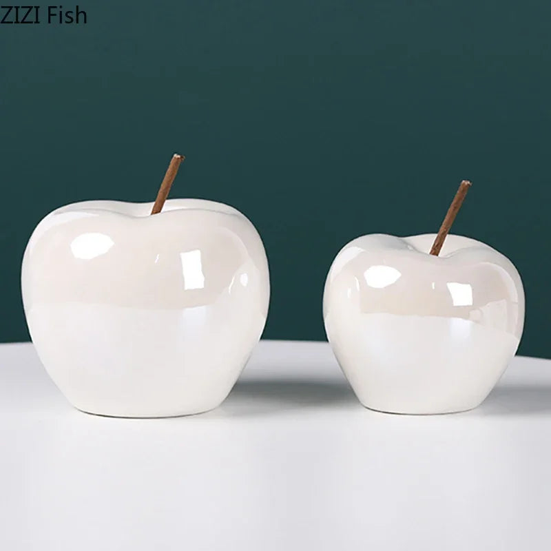 Afralia™ Glowing Ceramic Apple Room Decor Sculpture with LED Light Display.