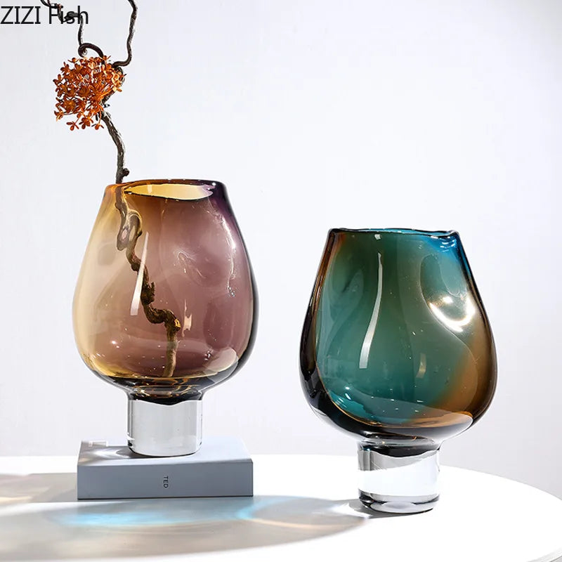 Afralia™ Glass Vase Hydroponics Plant Pots | Colourful Table Decoration Vases