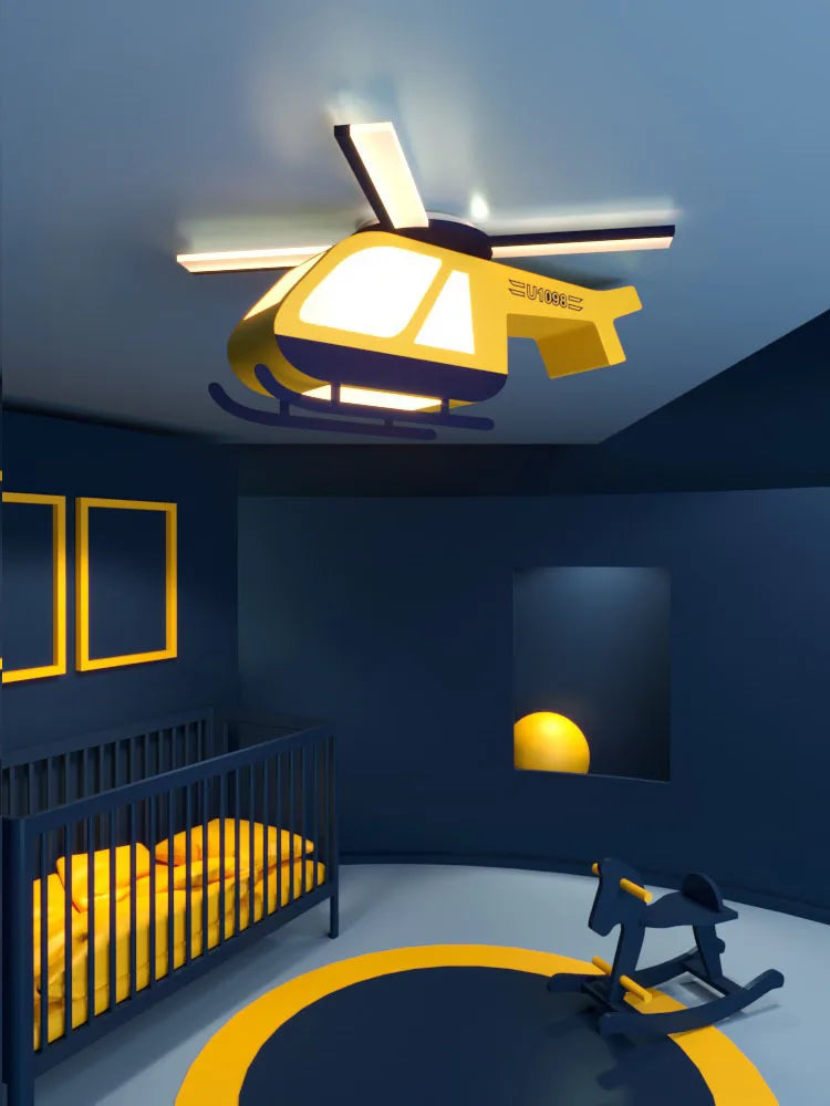 Afralia™ Cartoon Helicopter Ceiling Fan Light for Children's Room