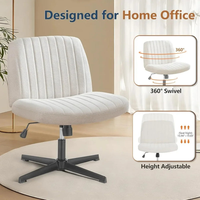 Afralia™ Armless Wide Desk Chair - Modern Office Chair with Cross-Legged Design