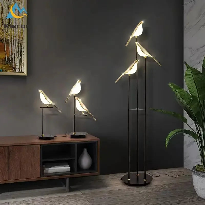 Afralia™ Crow LED Floor Lamp - Nordic Minimalist Magpie Bird Table Light