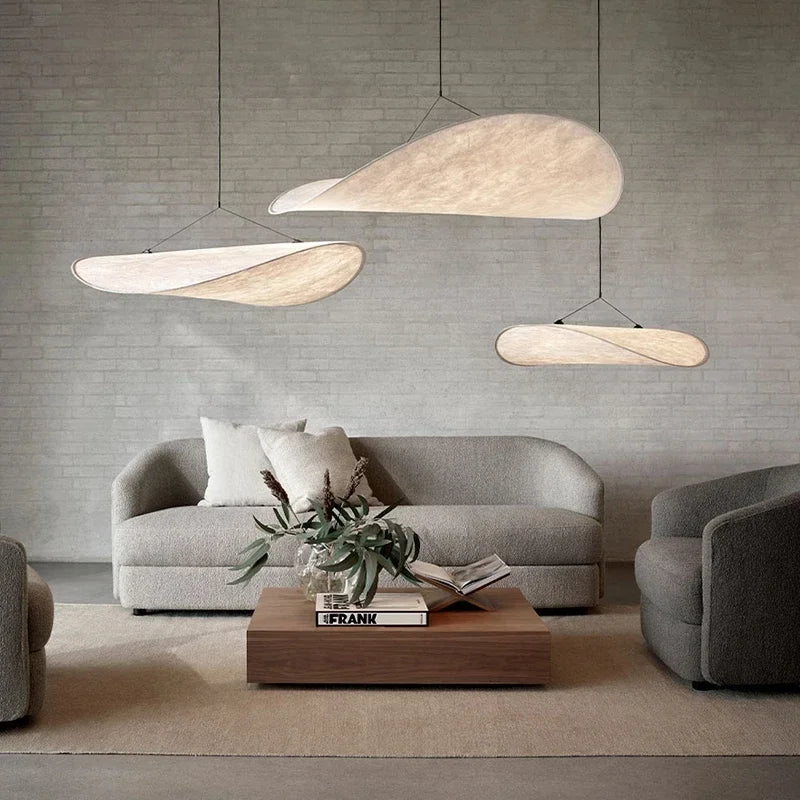 Afralia™ Modern Nordic Silk Pendant Vertigo Chandelier LED Drop Light