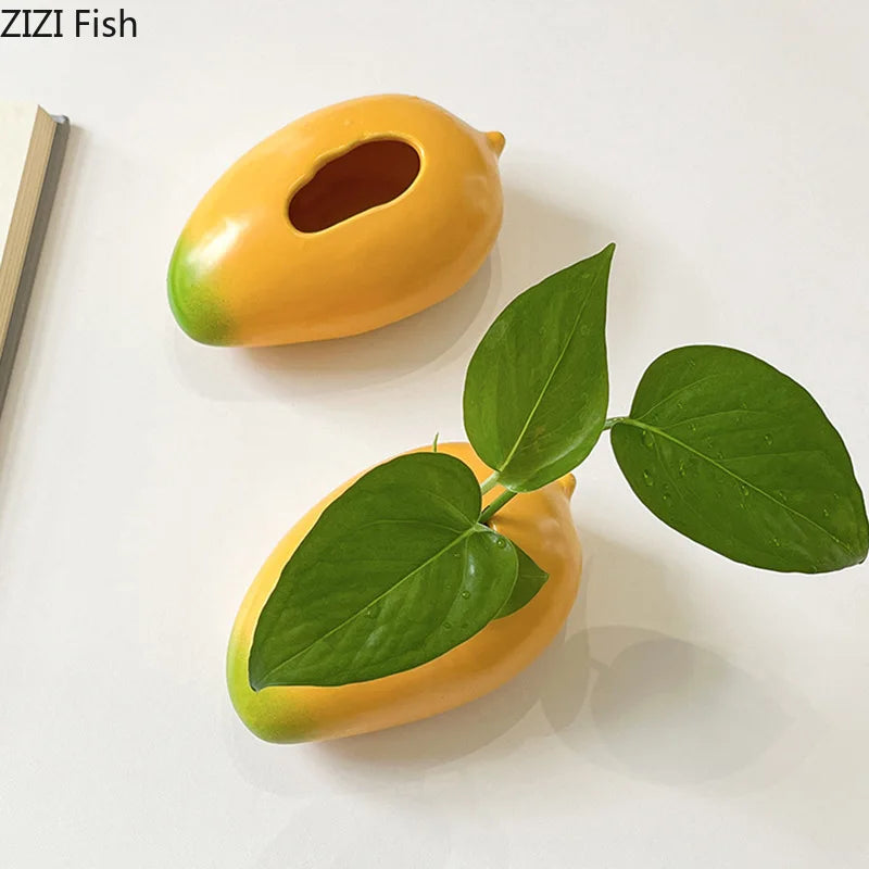 Afralia™ Mango Ceramic Vase Set for Room Decor & Flower Arrangement