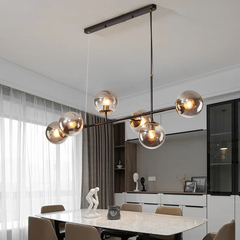 Afralia™ Glass Ball LED Pendant Light Modern Chandelier for Living Room Decor