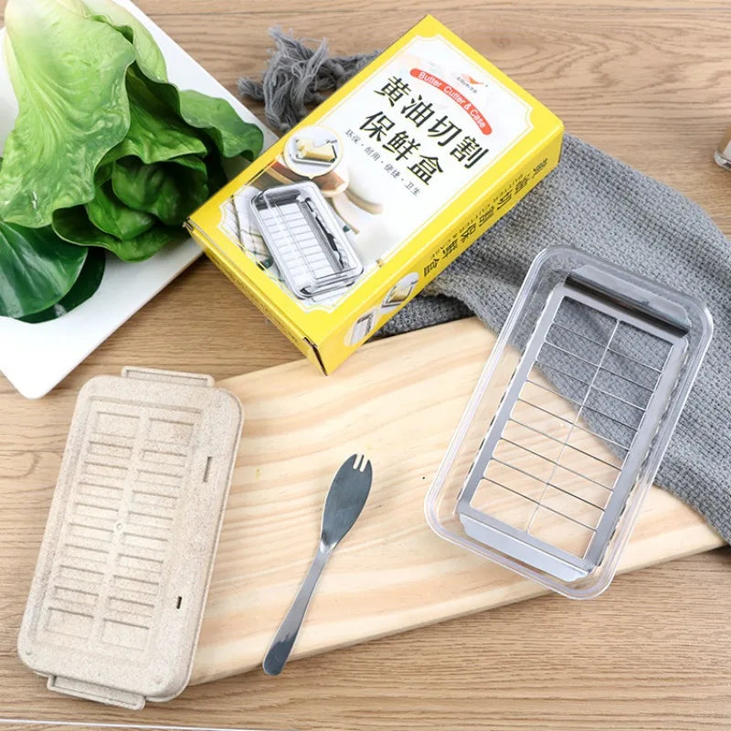 Afralia™ Butter Slicer Cutter Box with Lid - Food Grade Kitchen Accessory