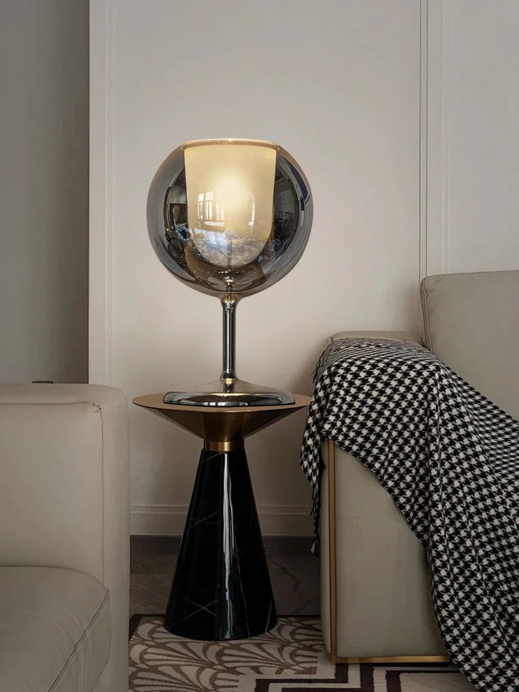 Afralia™ Glass Gold Table Lamp: Luxury Designer Desk Light for Elegant Living Spaces