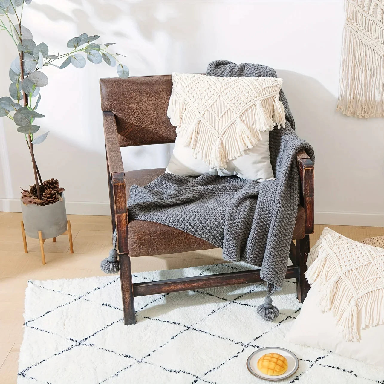 Boho Tassel Cushion Cover 45x45cm Nordic Style for Sofa Bed Decor by Afralia™