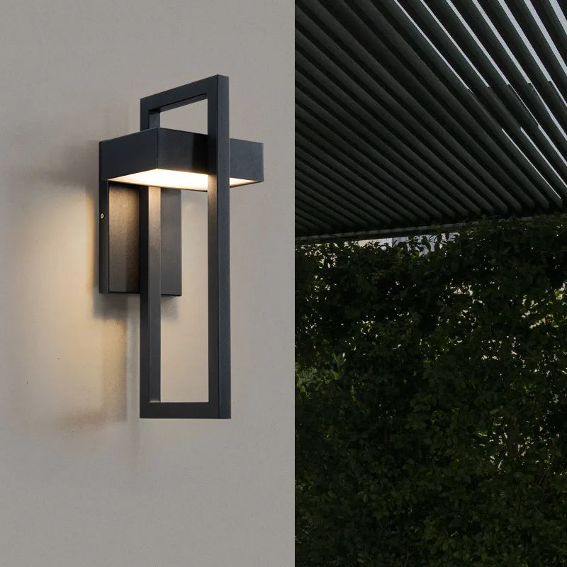 Afralia™ Outdoor LED Wall Light 10W Black Waterproof Sconce for Garden Porch Street
