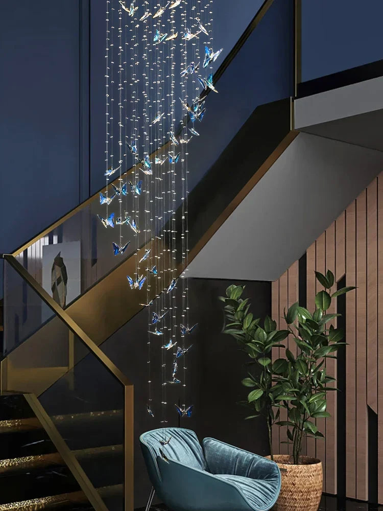 Afralia™ Minimalist Crystals Pendant Light Chandelier for Indoor Ceiling - Butterfly Design