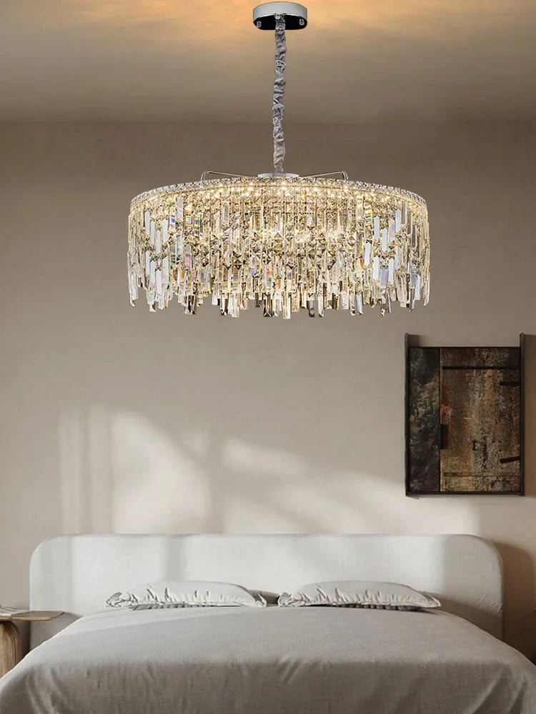 Afralia™ Luxury Crystal Round LED Chandelier 2024 | Creative Home Decor Lighting
