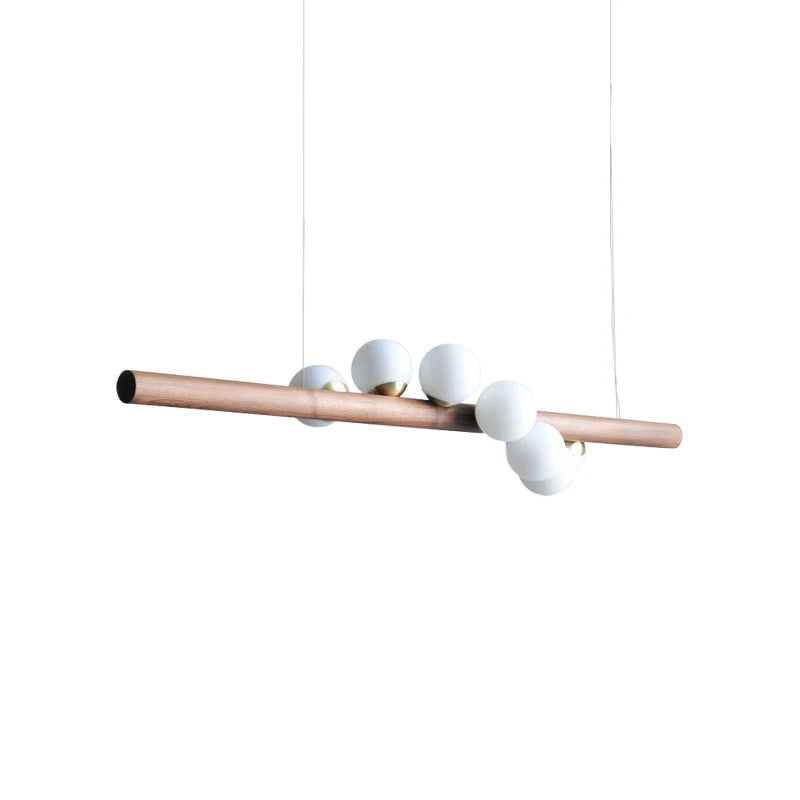 Afralia™ Burly Wood Walnut Glass Pendant Light for Living Room Bar Foyer