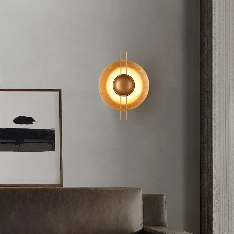 Afralia™ Gold Round Villa Wall Lamp: Retro LED Lighting for Corridor, Living Room, Bedroom.