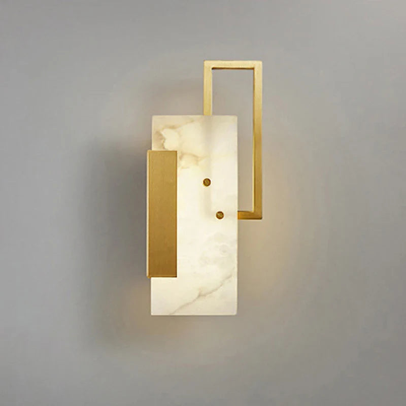 Afralia™ Marble Wall Light Bedside LED Golden Copper SconceLux Luxurious Home Decor