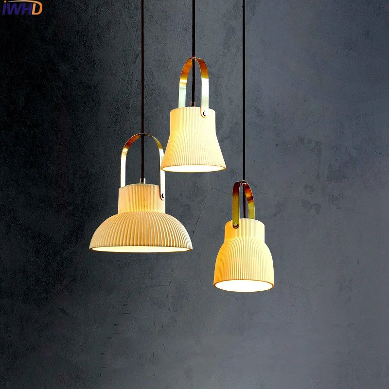 Afralia™ White Ceramic LED Pendant Light for Living Room Kitchen Bedroom