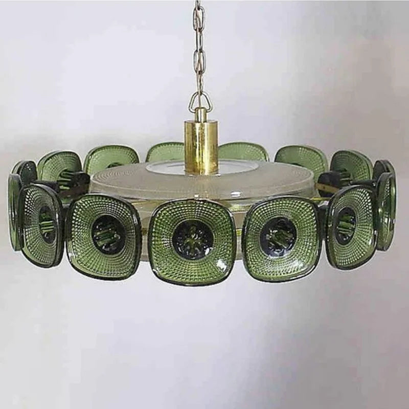 Afralia™ Glass Petal Chandelier: French Green Pendant Lighting for Living Room, Dining Room, Bedroom