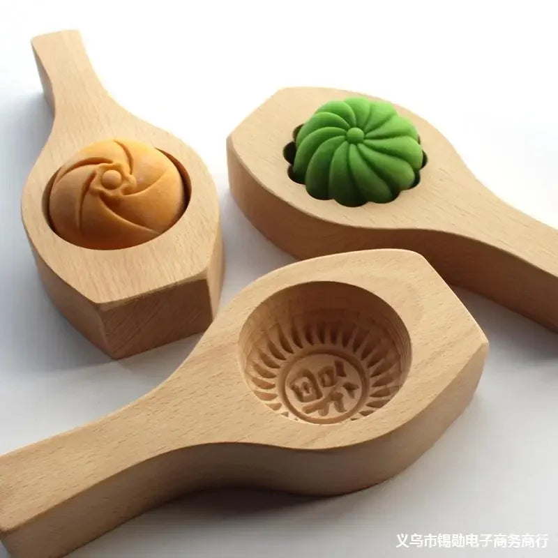 Afralia™ Floral Wooden Cookie Mold - Eco-Friendly Round Design for Family Home