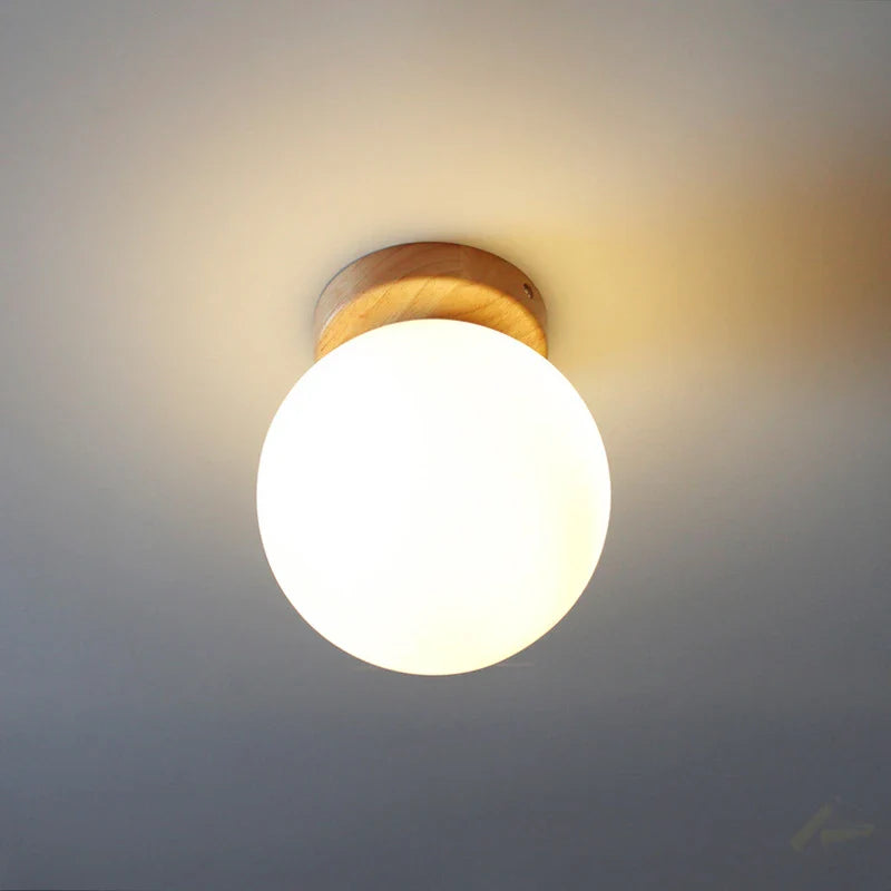 Afralia™ Modern LED Glass Ball Ceiling Lamp on Wooden Pedestal
