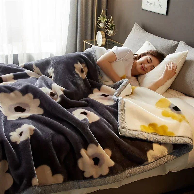 Afralia™ Cozy Flocked Raschel Blanket | Soft & Warm Double-Sided Winter Bedding