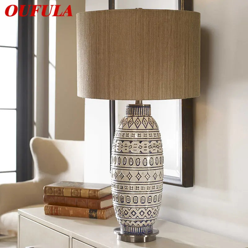 Afralia™ Vintage Ceramics Table Lamp with LED Lighting for Home Living Room Decor