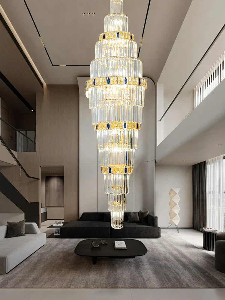 Afralia™ Nordic Modern Luxury Crystal Ceiling Chandelier for Foyer Hotel Stairwell Villa