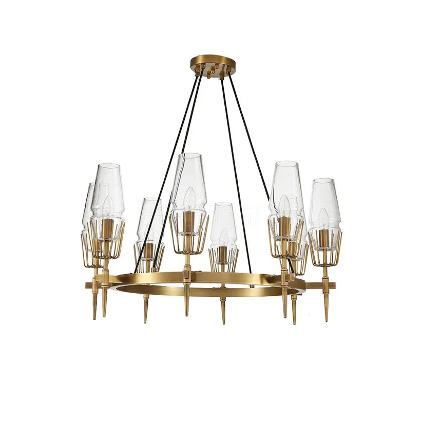 Afralia™ Copper & Glass Chandelier - Luxury Lighting Fixture for Living, Dining, Bedroom - Dimmable