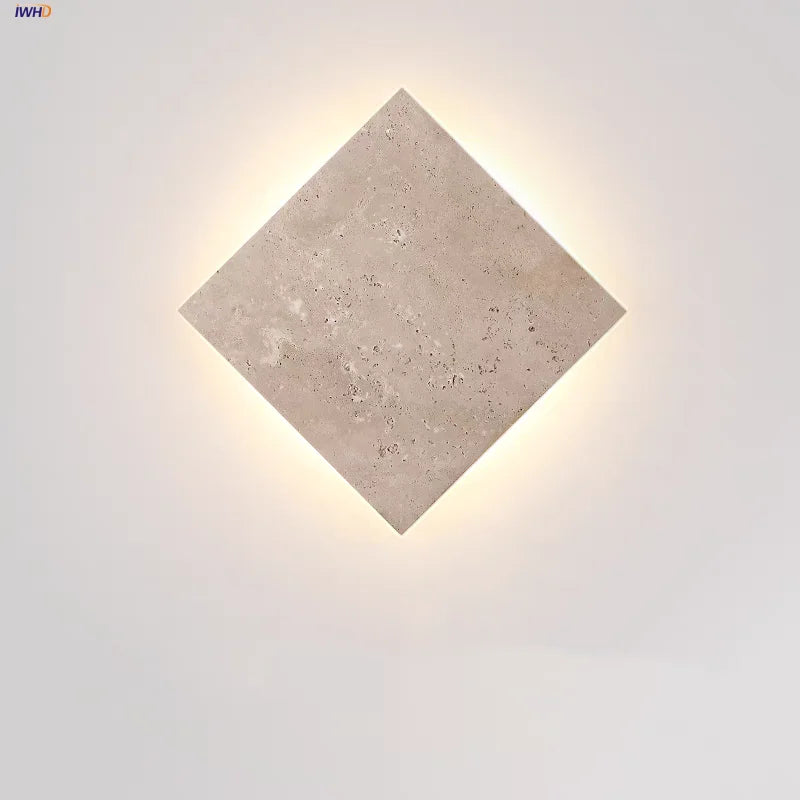 Afralia™ LED Wall Lamp Sconce Yellow Travertine Square Stair Light Waterproof Fixture