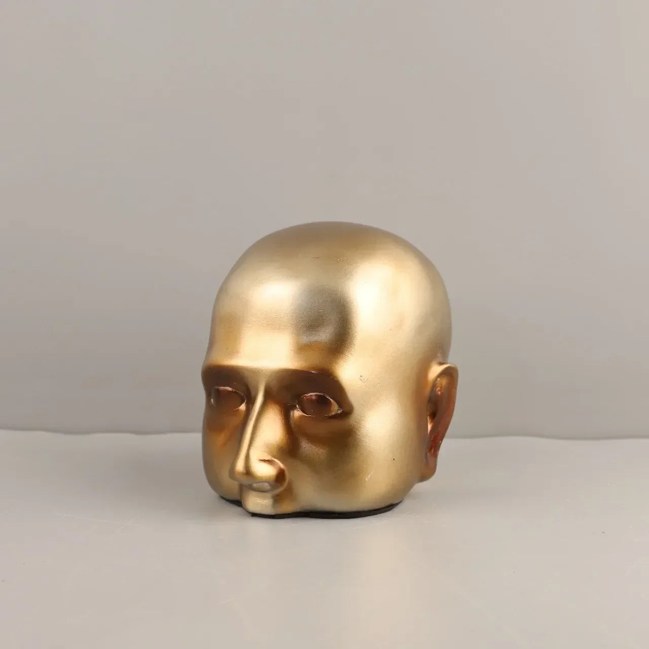 Afralia™ Golden Head Half Face Resin Sculpture Abstract Portrait Home Decor Figurine