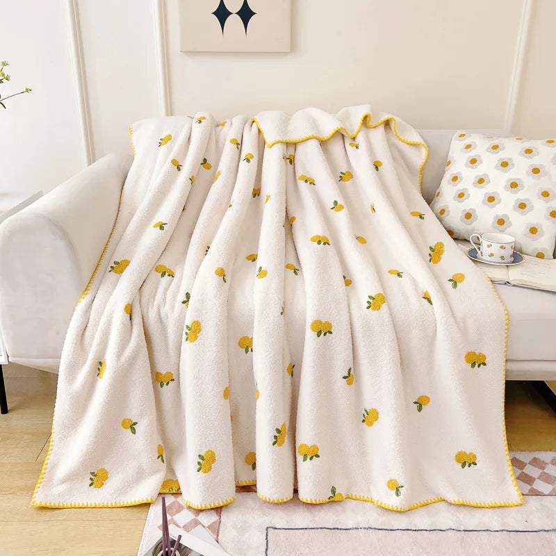 Afralia™ Flower Embroidered Lamb Wool Blanket: Versatile All Seasons Shawl & Travel Companion