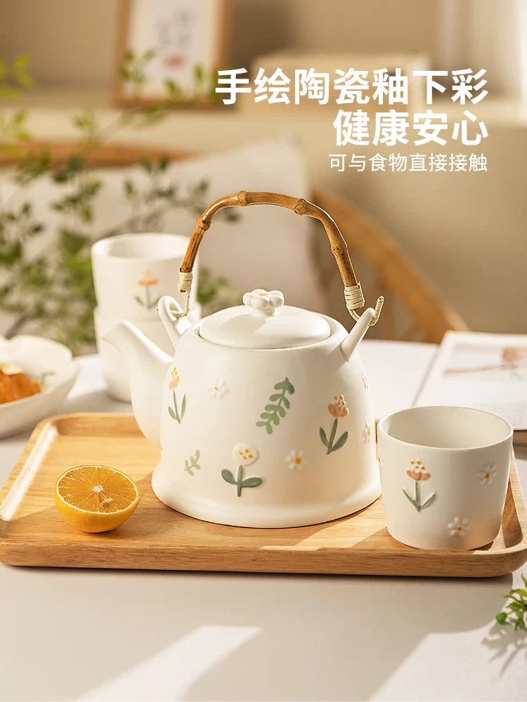 Afralia™ Daisy Teapot Set: New Wedding Gift Souvenir Tea Set in Branded Gift Box