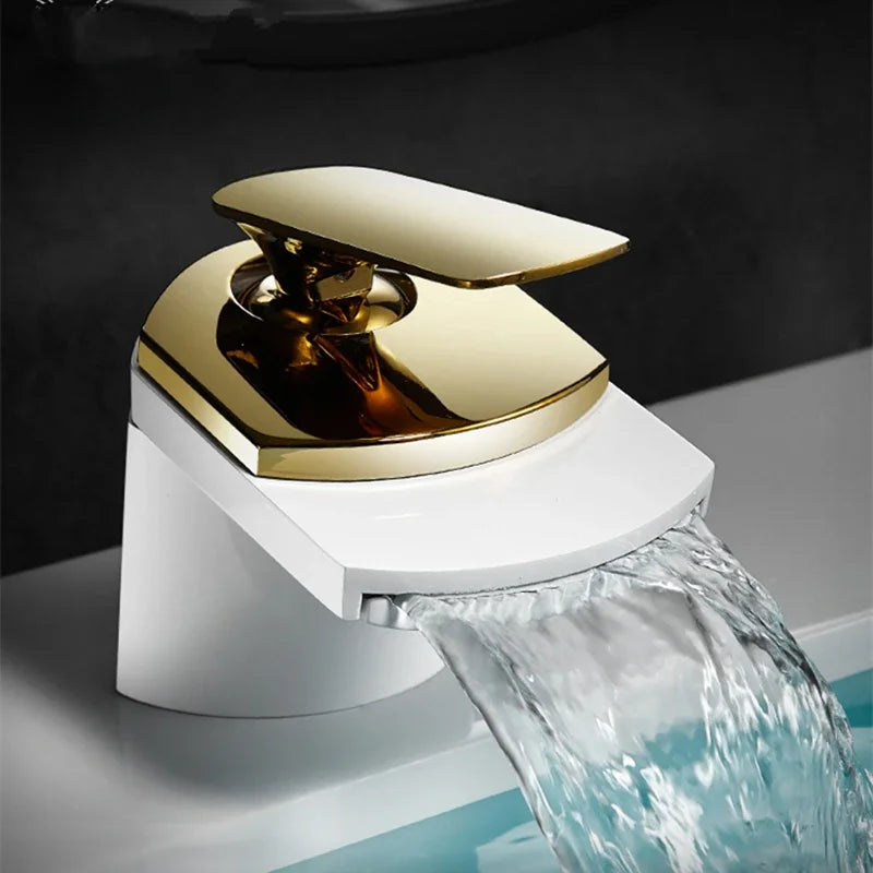 Afralia™ Waterfall Sink Taps Single Hole Basin Mixer Faucet Hot Cold Water Tap