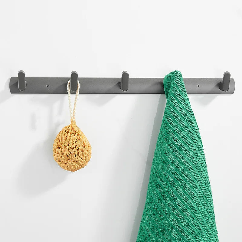 Afralia™ Aluminum Alloy Towel Hooks Wall Mounted Bathroom Robe Holder (3-6 Hooks)