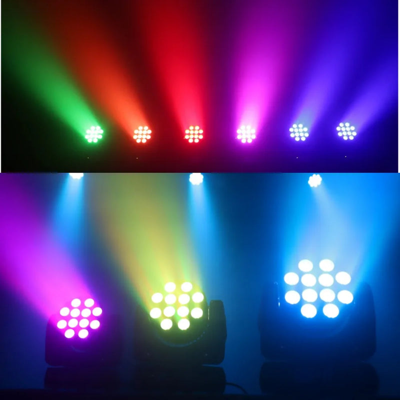 Afralia™ 12x12W RGBW Wash Moving Head Light | Advanced DJ DMX Stage Bar Fixture