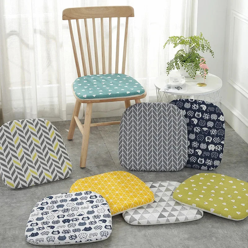 Afralia™ Cotton Hemp Dining Chair Cushion - Nordic Print, Non-Slip, Comfortable Office & Living Decor