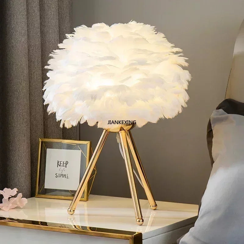 Afralia™ Feather Table Lamp: Romantic Goose Decor for Bedroom, Living Room, Coffee Shop & Wedding