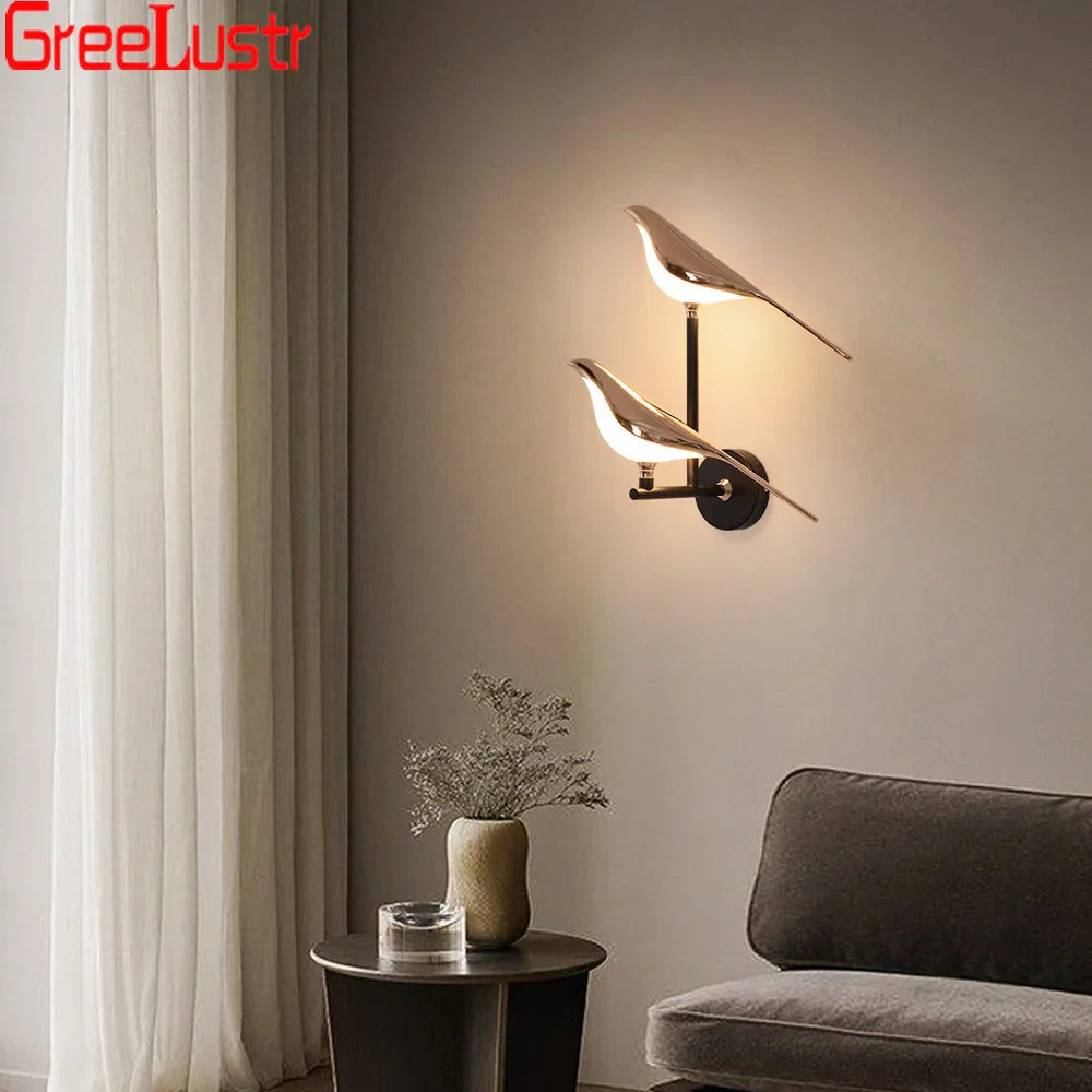 Afralia™ Rose Gold Nordic Bird LED Wall Sconce for Bedroom & Hallway Decor