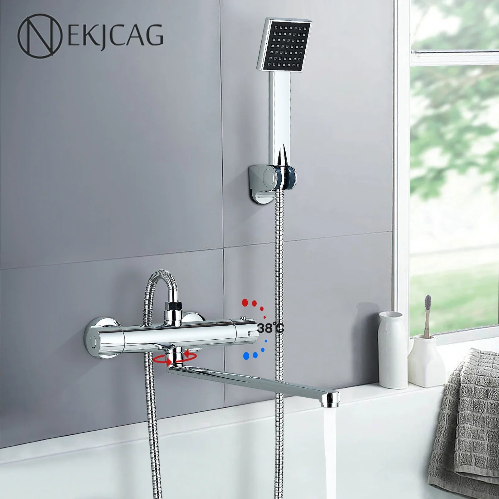 Afralia™ Thermostatic Shower Faucet Mixing Valve Bathtub Taps Brass Wall Mount Set