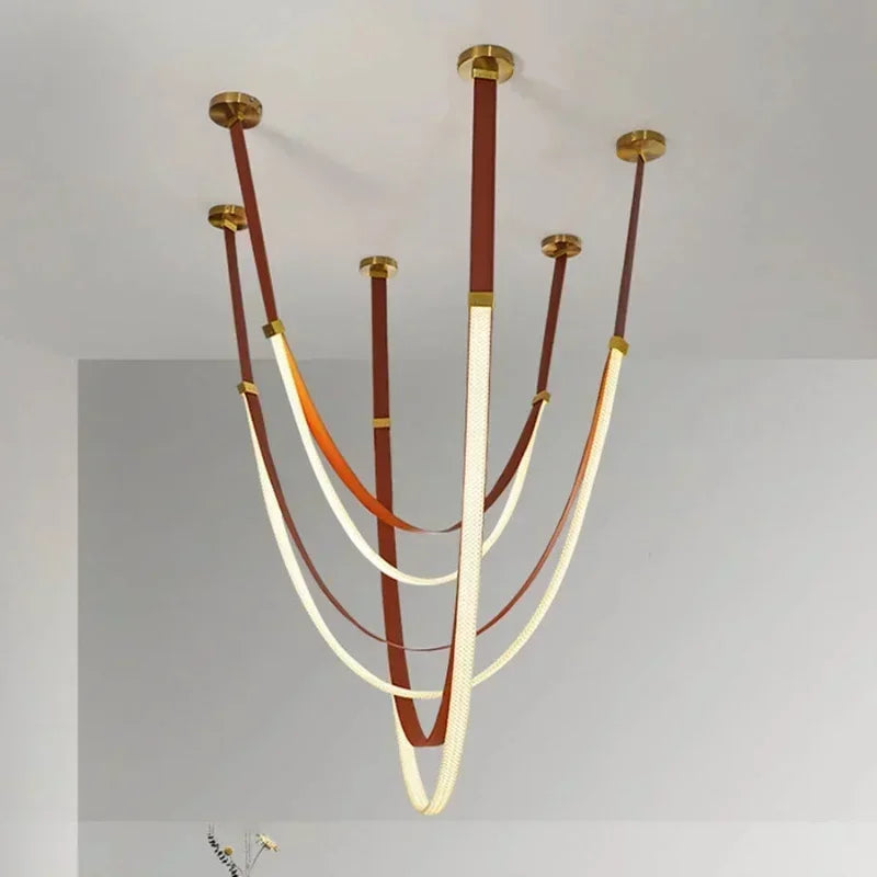 Afralia™ Nordic Belt LED Pendant Lights for Kitchen Island Living Room Chandelier