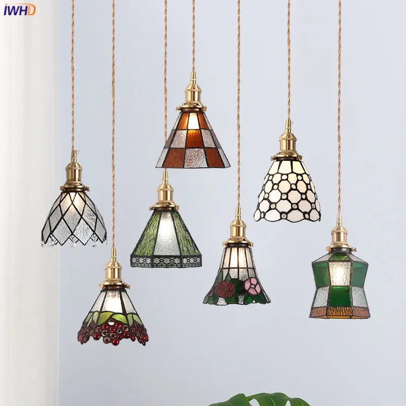 Afralia™ Glass LED Pendant Lights Copper Modern Hanging Lamp for Bedroom Dinning Room