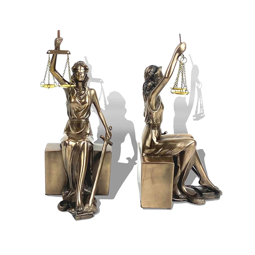 Resin Lady Justice Bookends - Afralia™ Roman Goddess Sculpture for Home Decor & Gifts