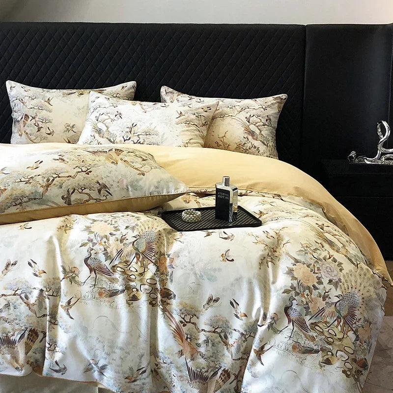 Afralia™ Colorful Egyptian Cotton Bedding Set for King Queen Europe Bed Linens