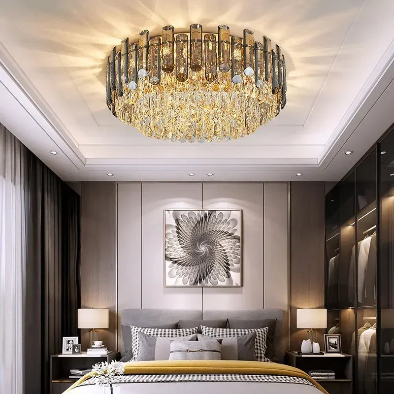 Afralia™ Gold Crystal Chandelier: Nordic Luxury Lighting for Living Room, Dining Room, Kitchen Island