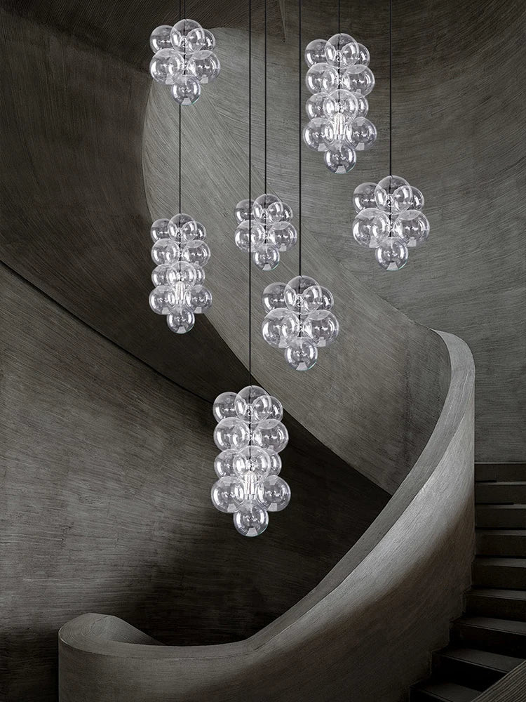 Afralia™ Bubble Glass Chandelier Pendant Light for Dining Room Villa Stair Lustre